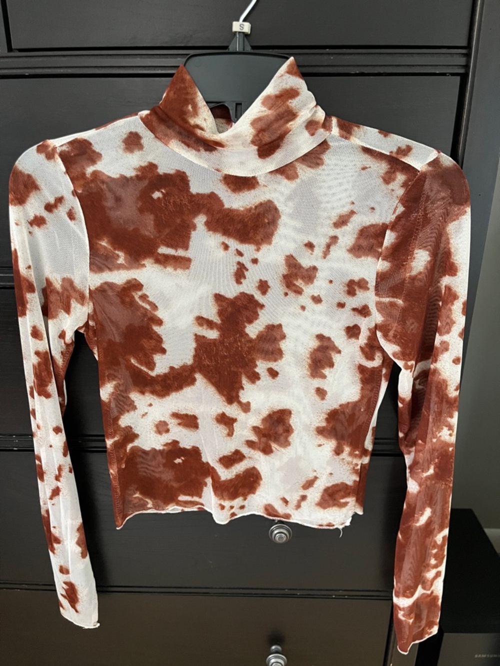 Women’s Brown and White Cow Print Top
